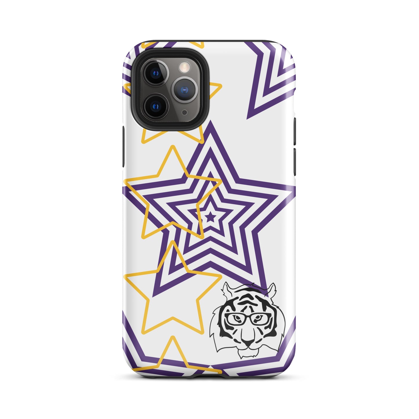 White purple and gold stars tough iPhone case