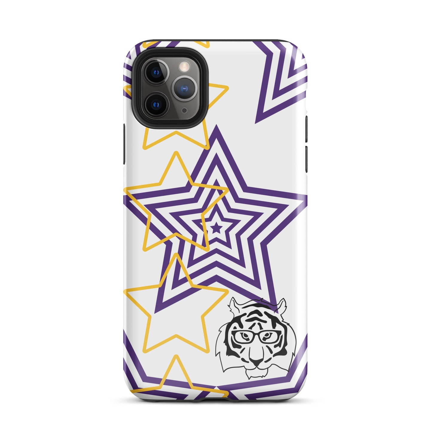 White purple and gold stars tough iPhone case
