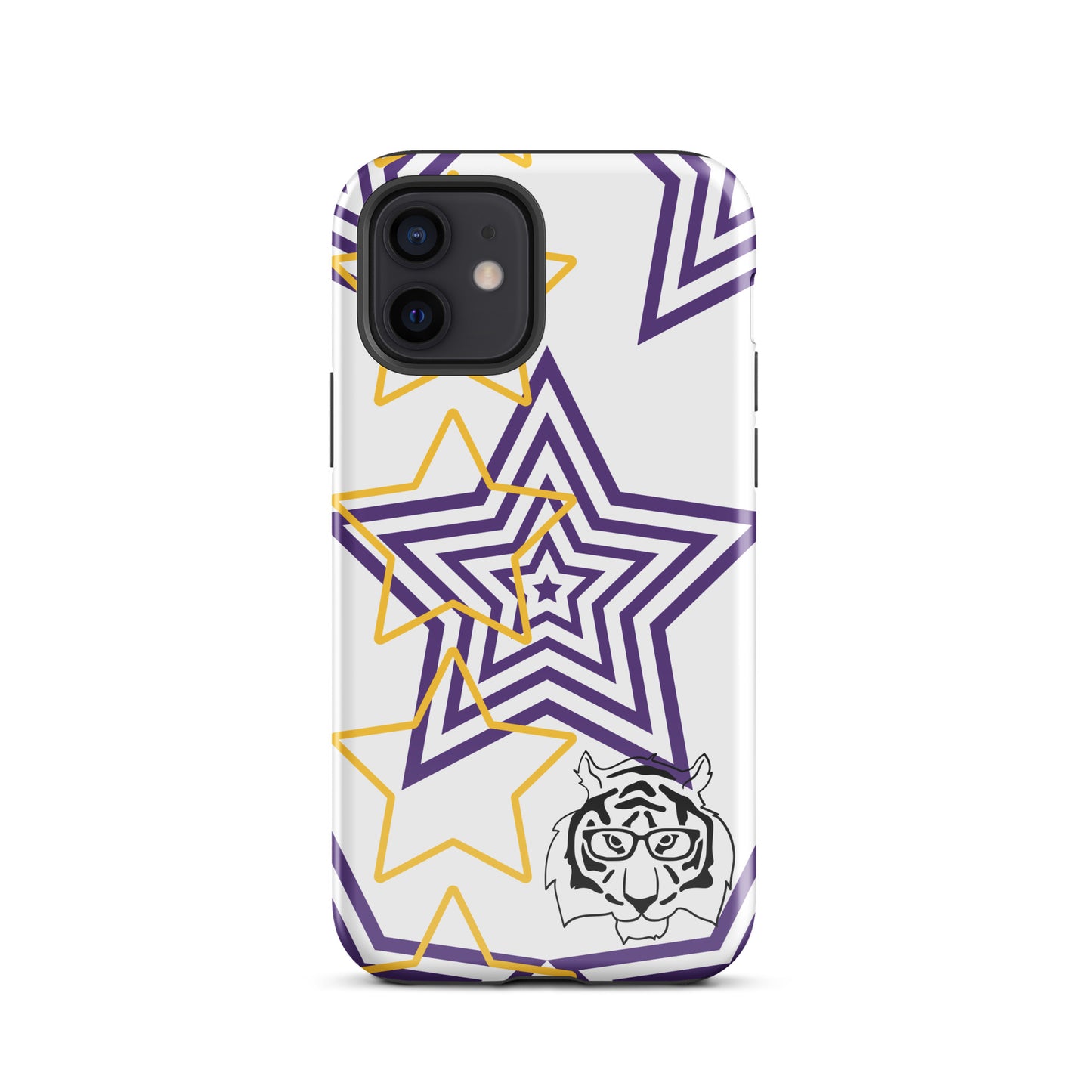 White purple and gold stars tough iPhone case