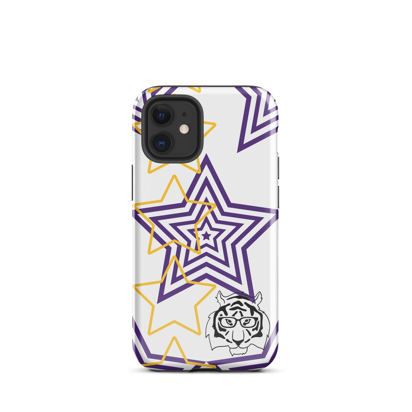 White purple and gold stars tough iPhone case