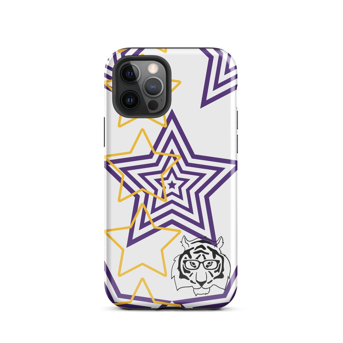 White purple and gold stars tough iPhone case
