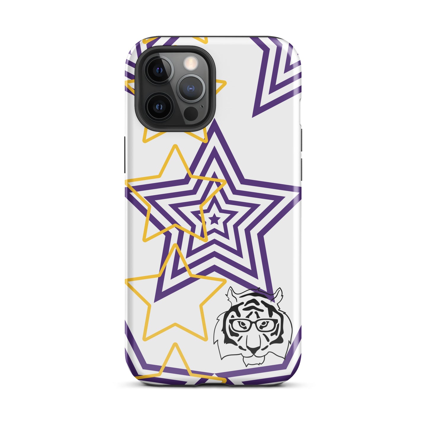 White purple and gold stars tough iPhone case