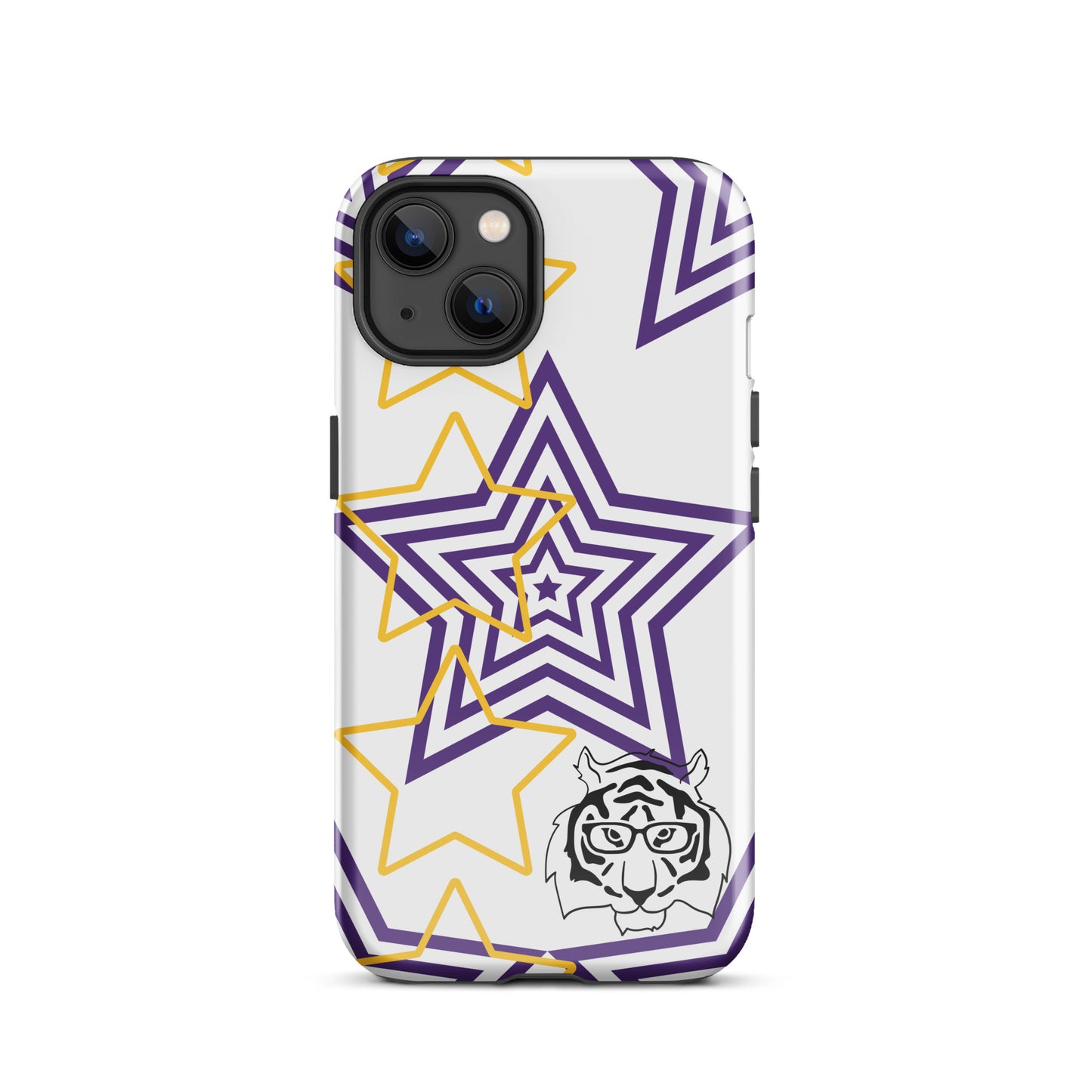 White purple and gold stars tough iPhone case