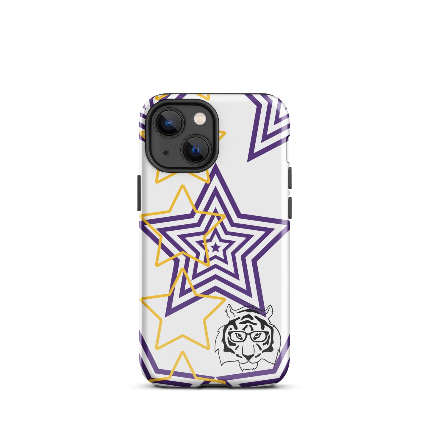 White purple and gold stars tough iPhone case