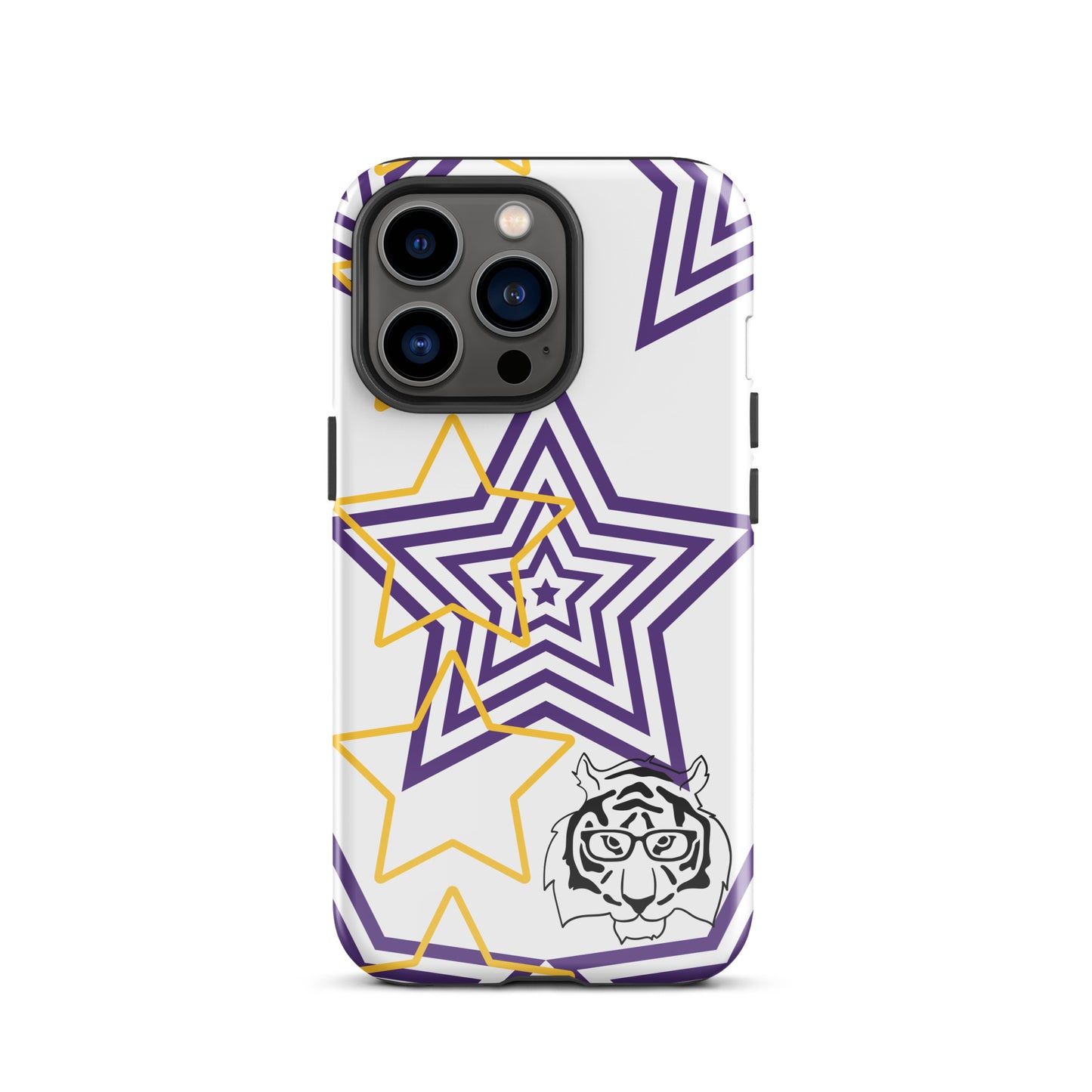 White purple and gold stars tough iPhone case