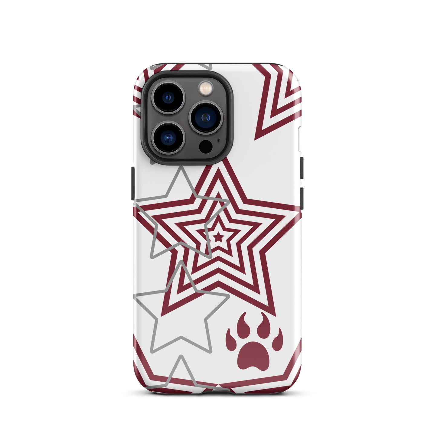 Maroon and Grey stars tough iPhone case