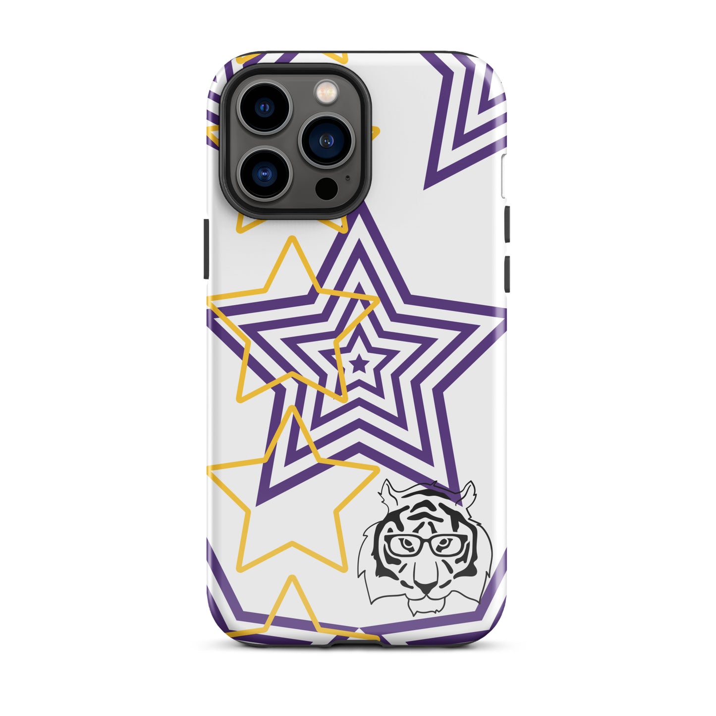 White purple and gold stars tough iPhone case
