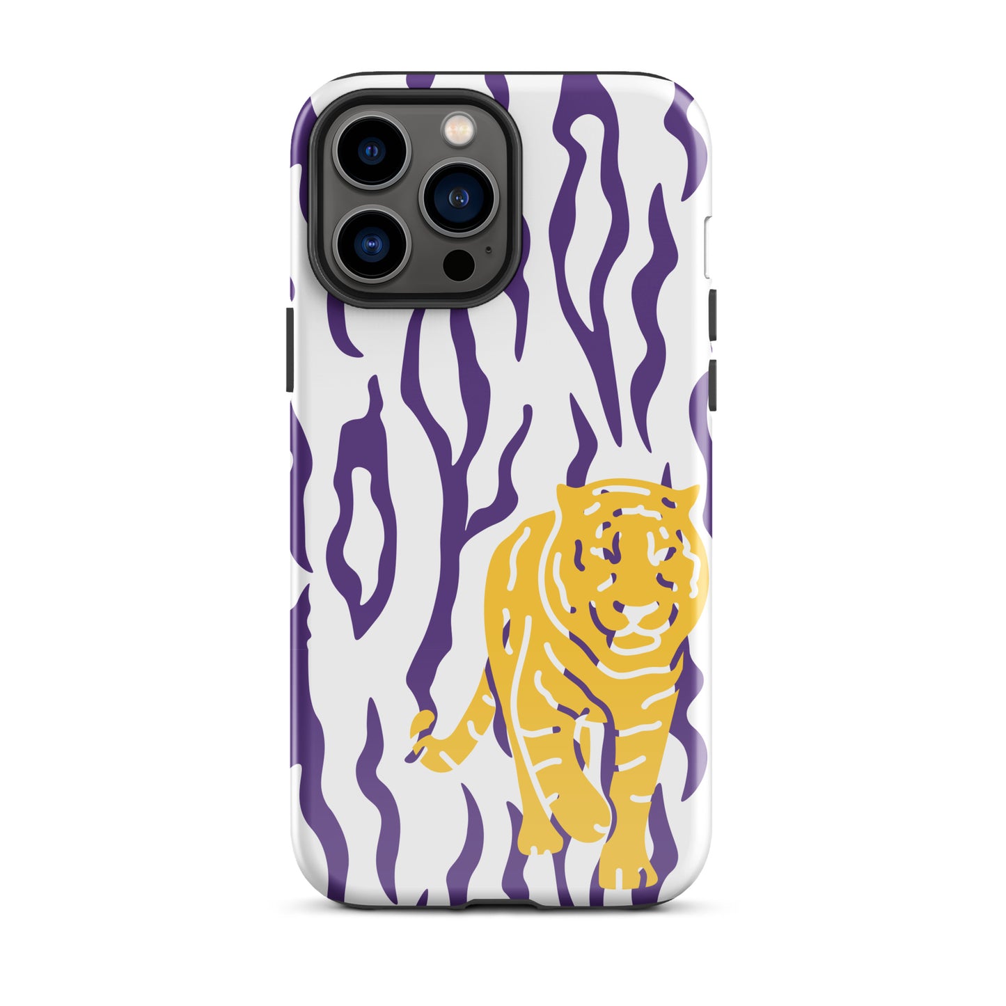 Gold Tiger Purple Stripe tough iPhone case