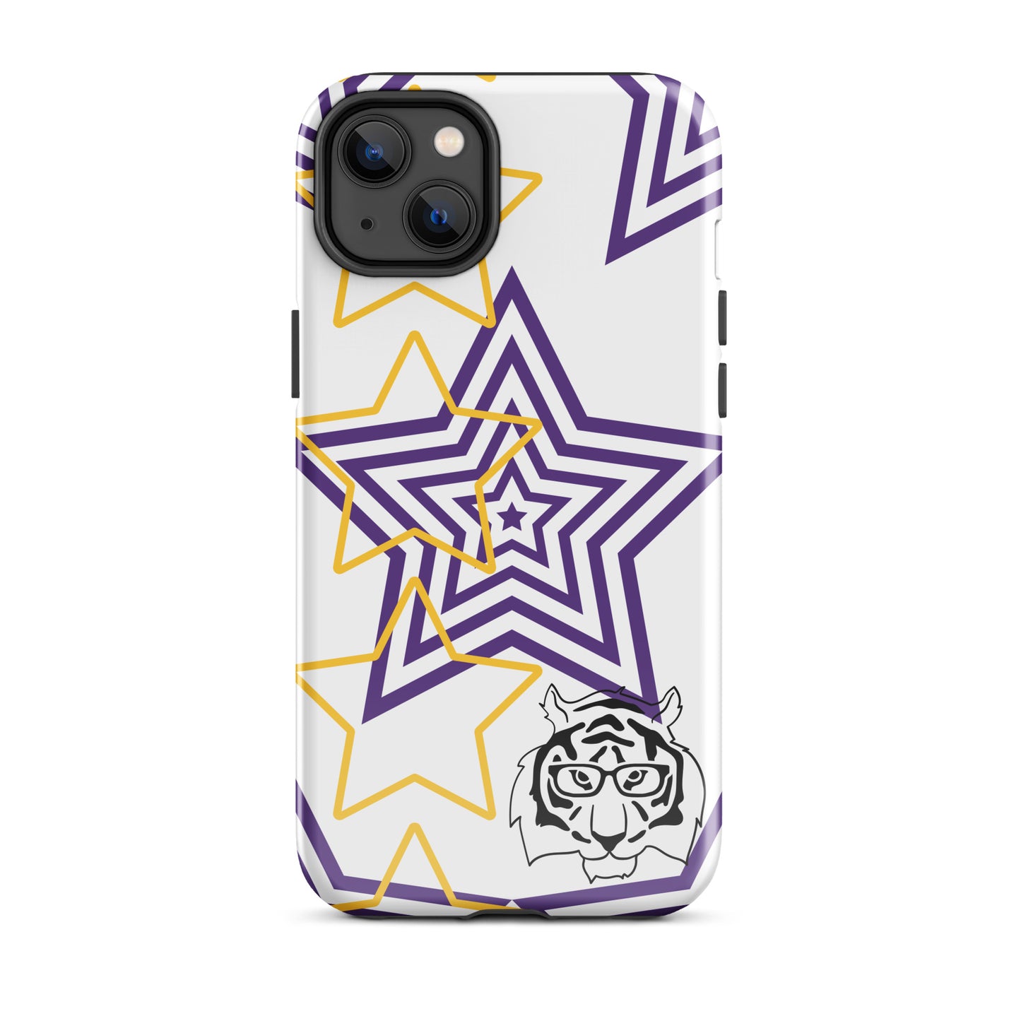 White purple and gold stars tough iPhone case