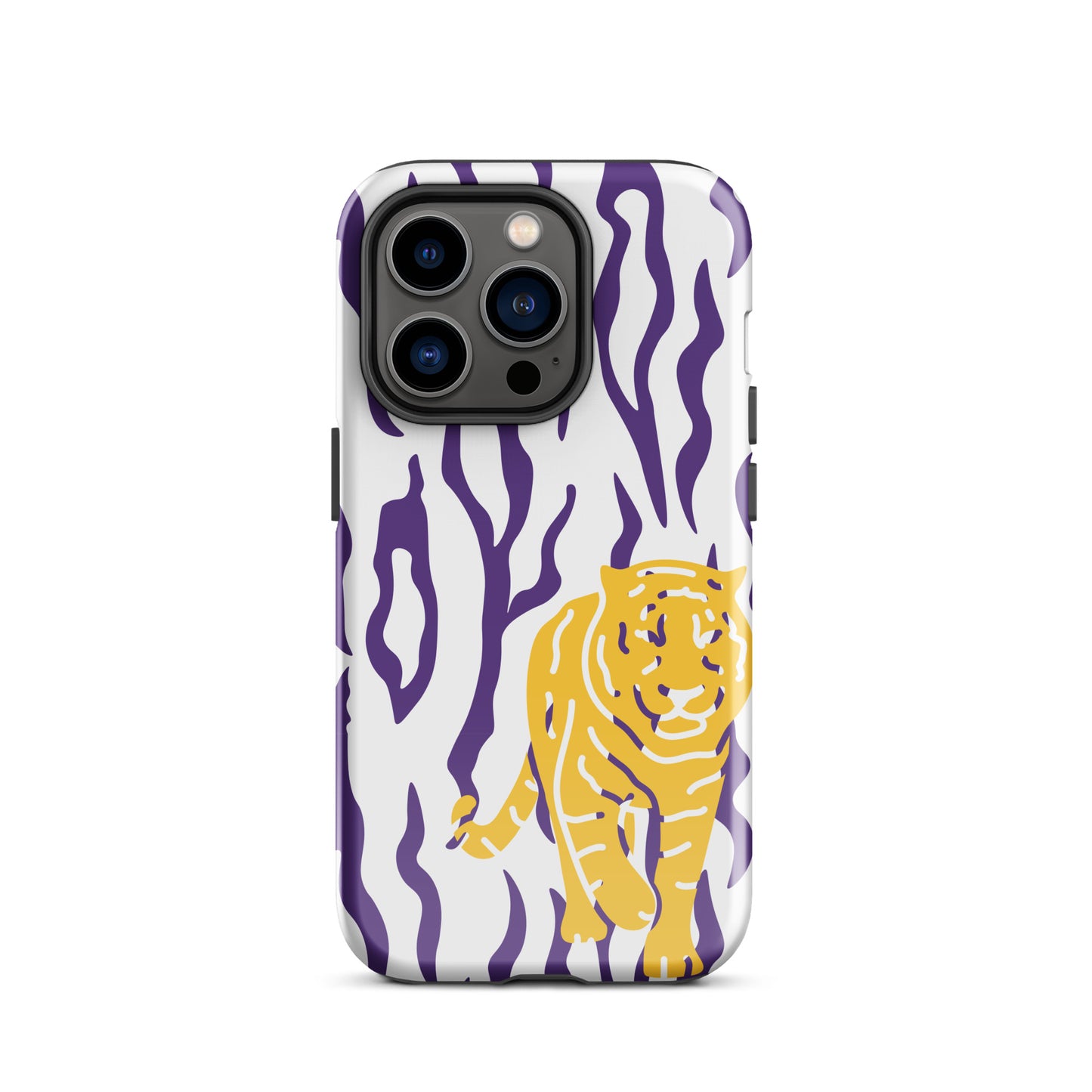 Gold Tiger Purple Stripe tough iPhone case
