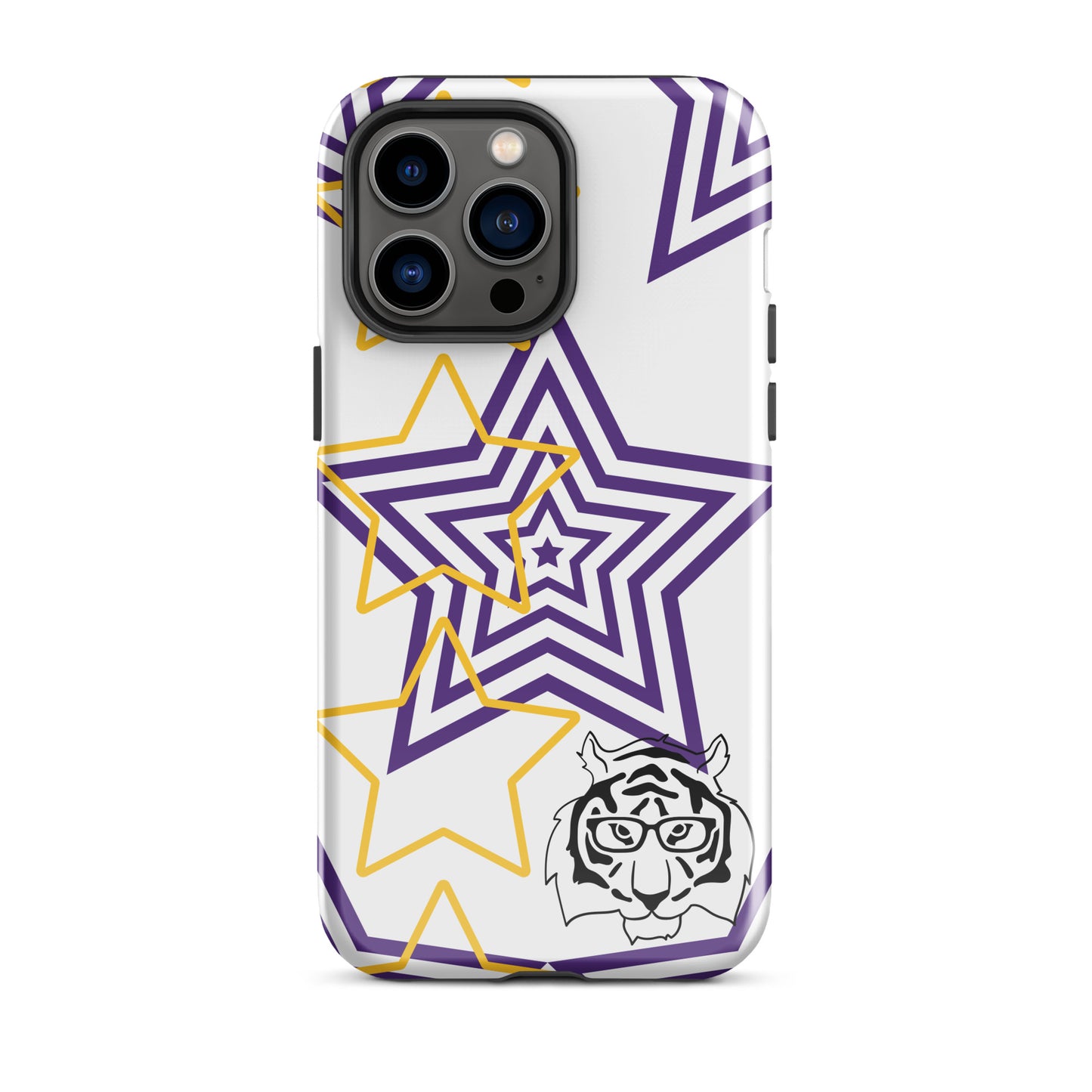 White purple and gold stars tough iPhone case