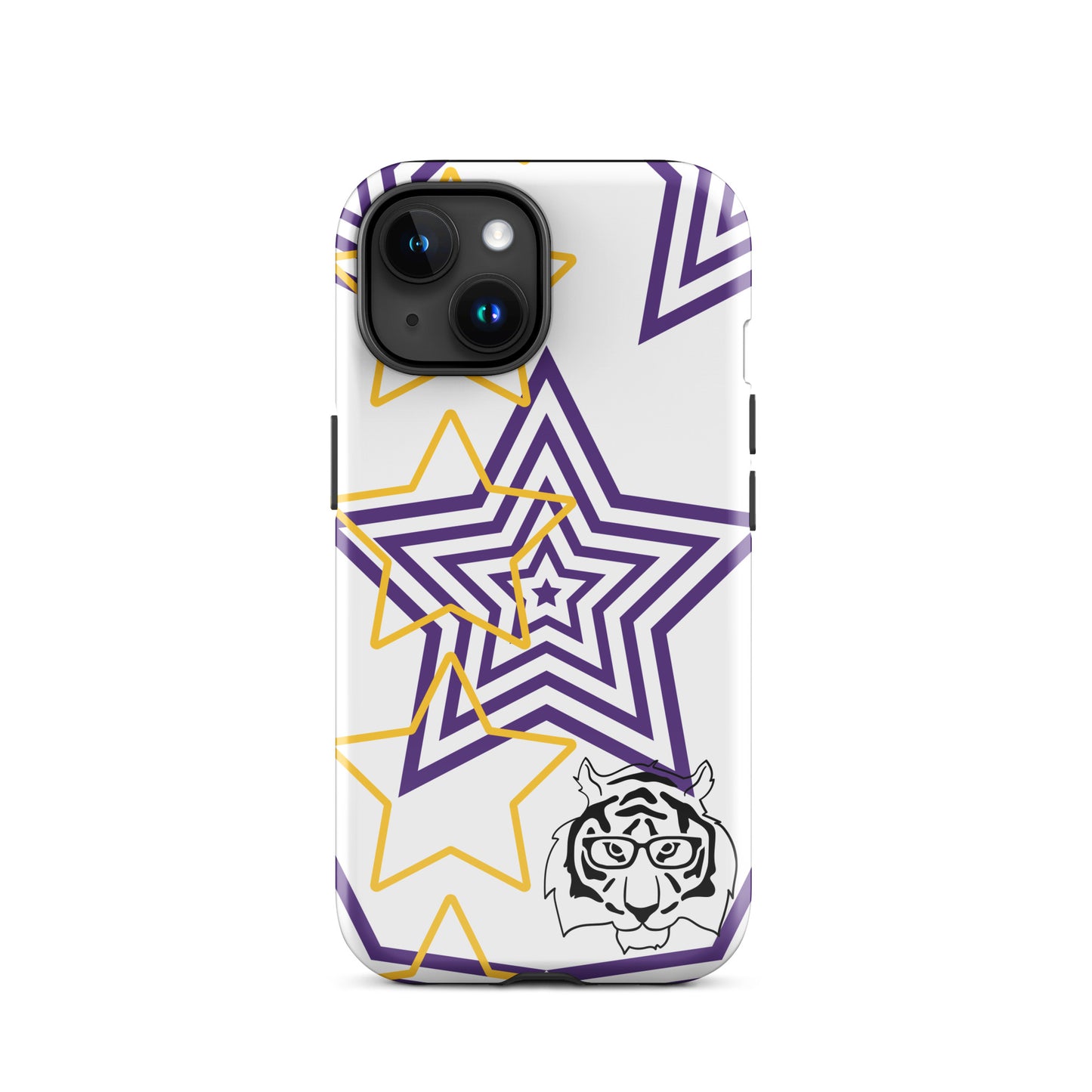 White purple and gold stars tough iPhone case
