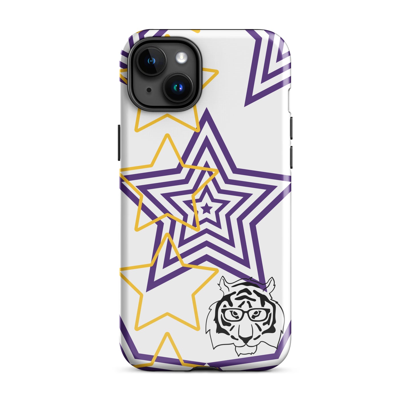 White purple and gold stars tough iPhone case