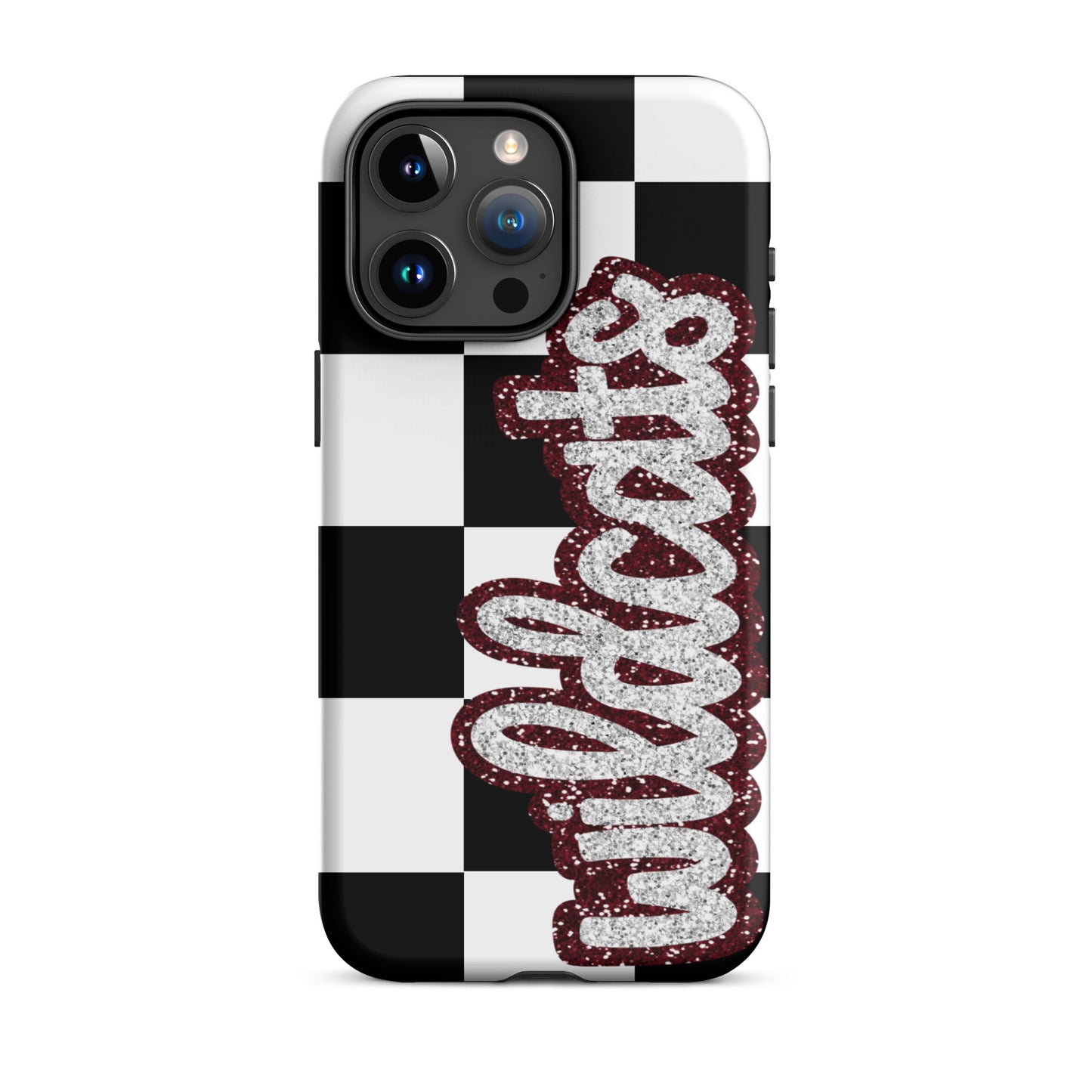 Black and White Grid Sequin Look Wildcat Tough Case for iPhone®