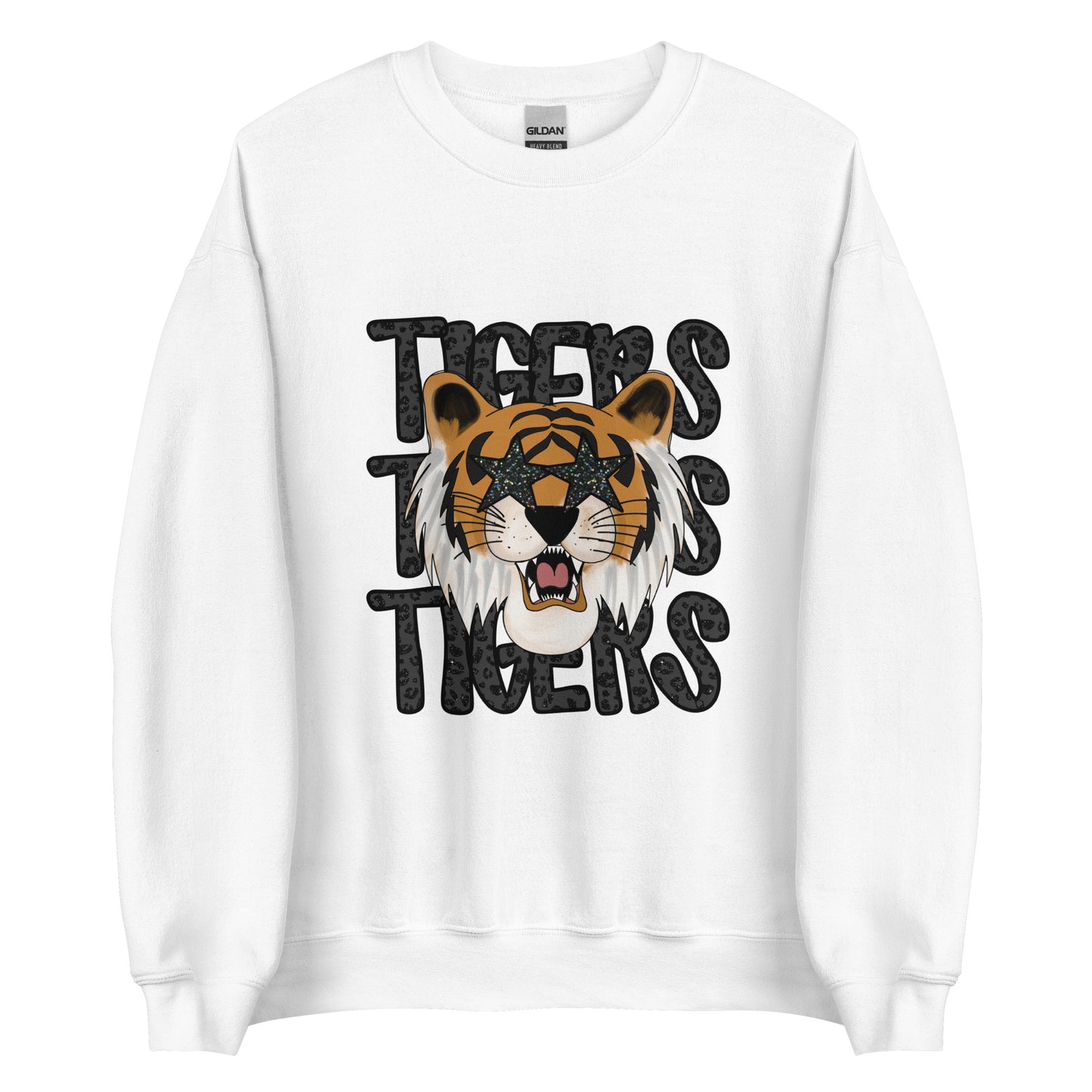 Tiger Face Faux Glitter Unisex Sweatshirt