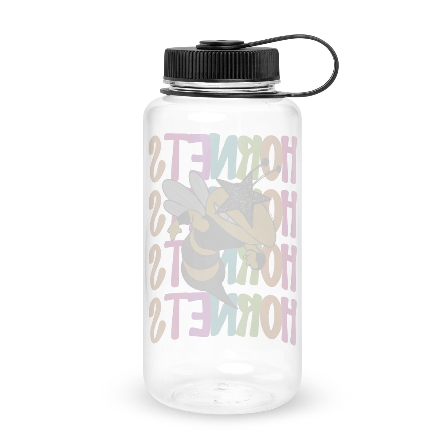 Neon Hornets Wide mouth plastic water bottle