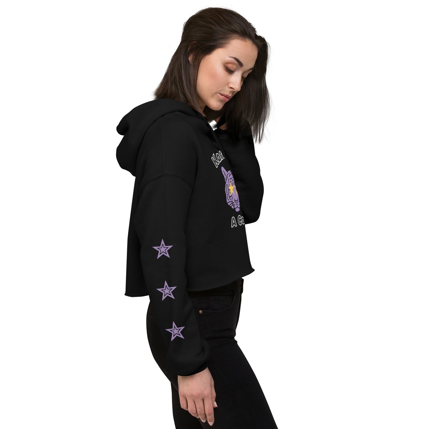 Karma is a Cat Tiger Crop Hoodie with Star Sleeves