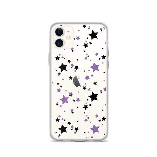 Purple and Black clear stars iPhone case