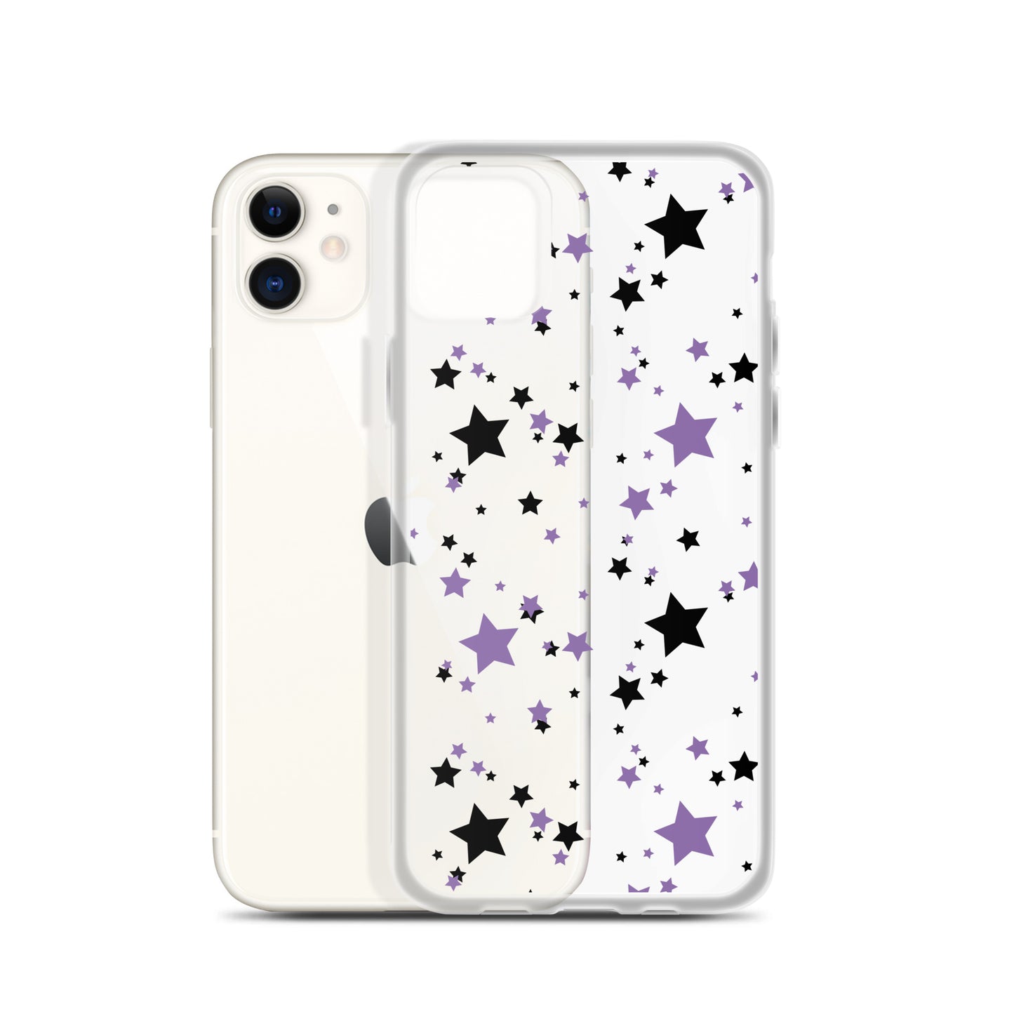 Purple and Black clear stars iPhone case