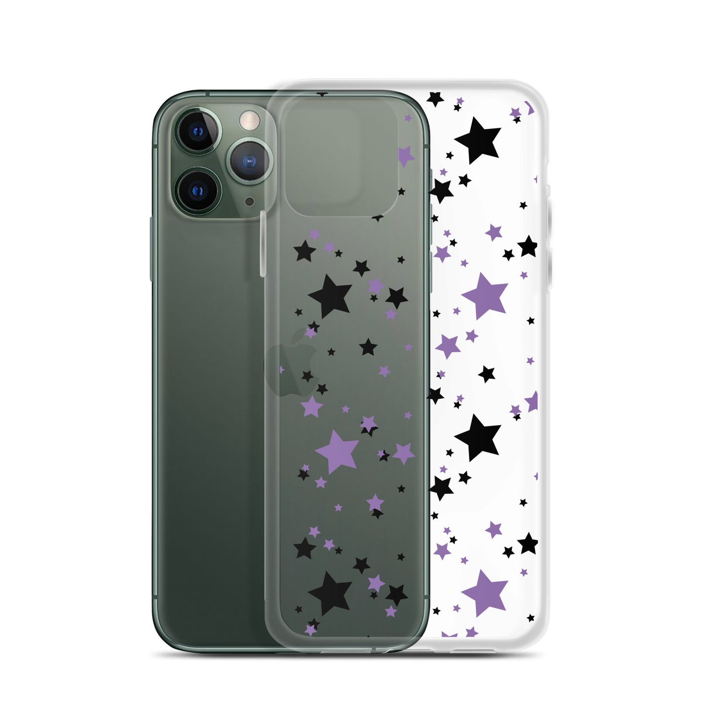 Purple and Black clear stars iPhone case