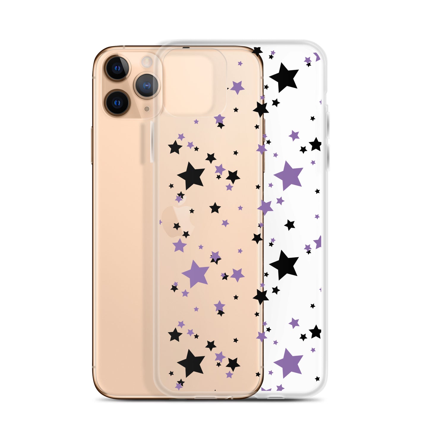 Purple and Black clear stars iPhone case