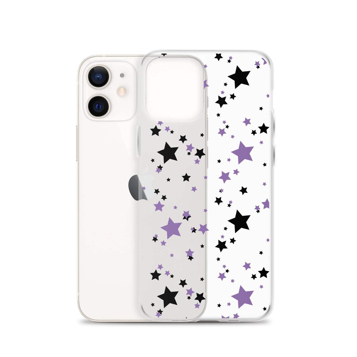 Purple and Black clear stars iPhone case