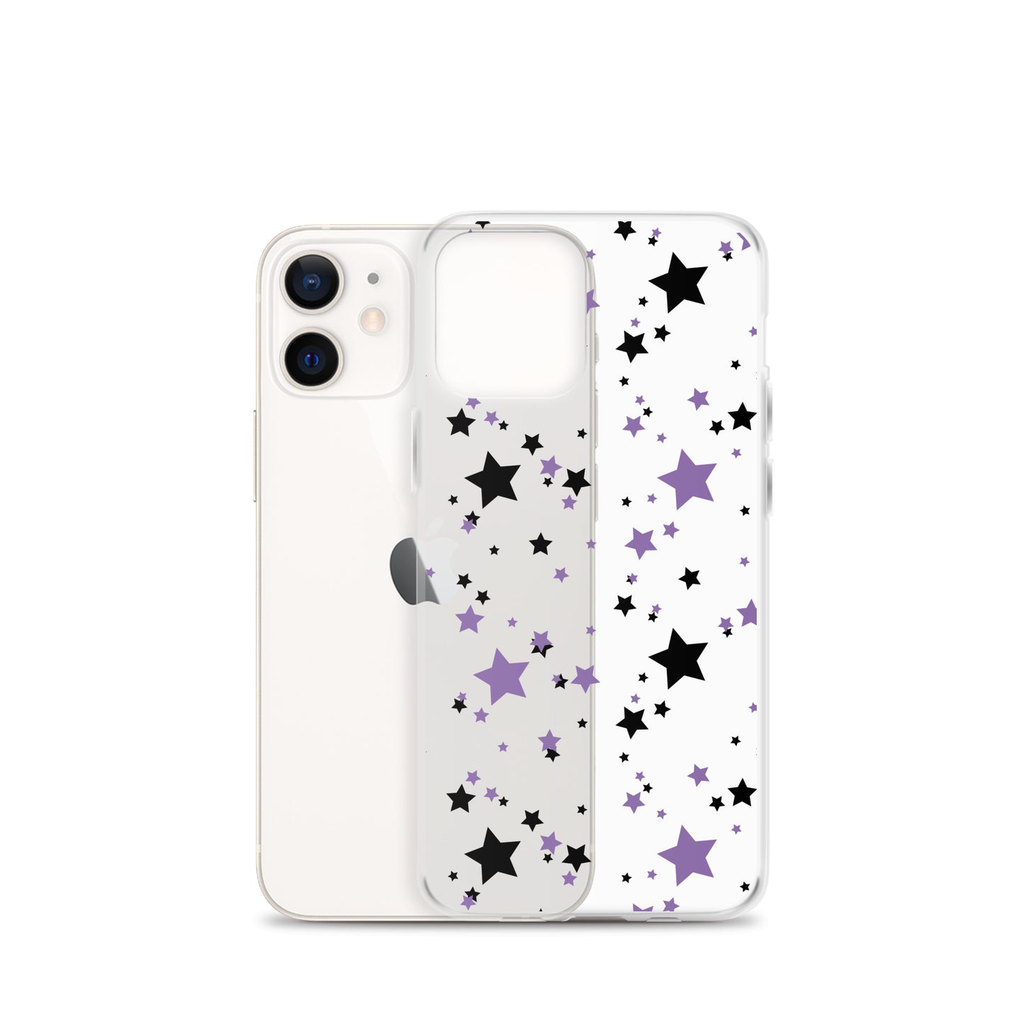 Purple and Black clear stars iPhone case