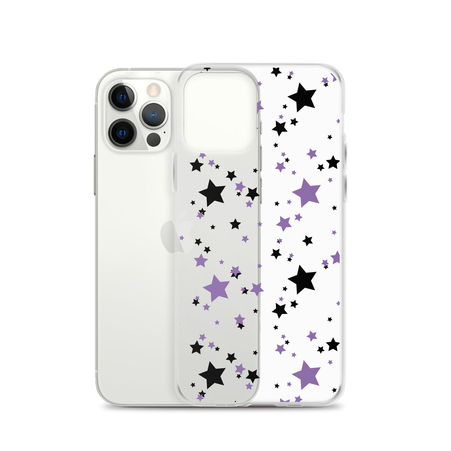 Purple and Black clear stars iPhone case