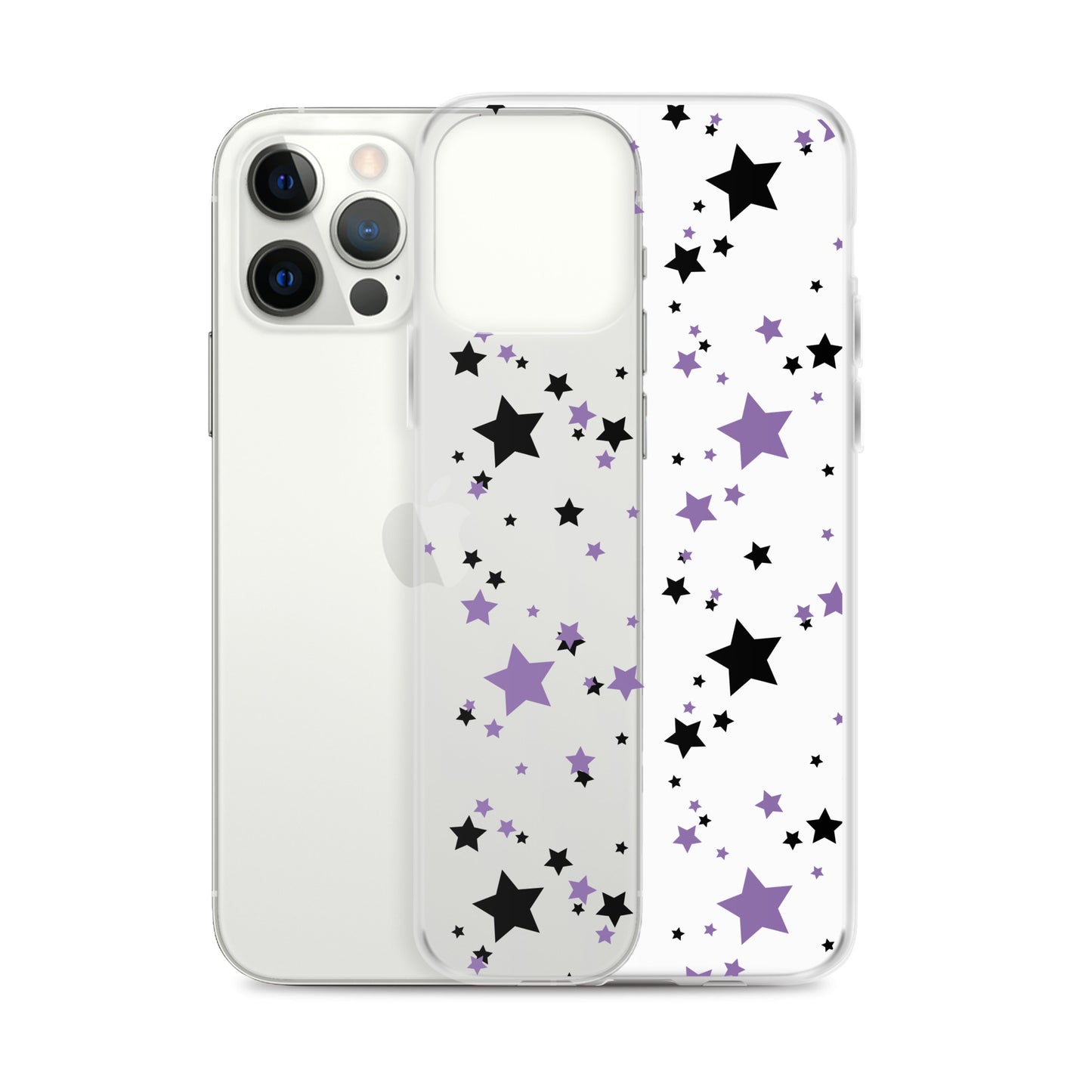 Purple and Black clear stars iPhone case