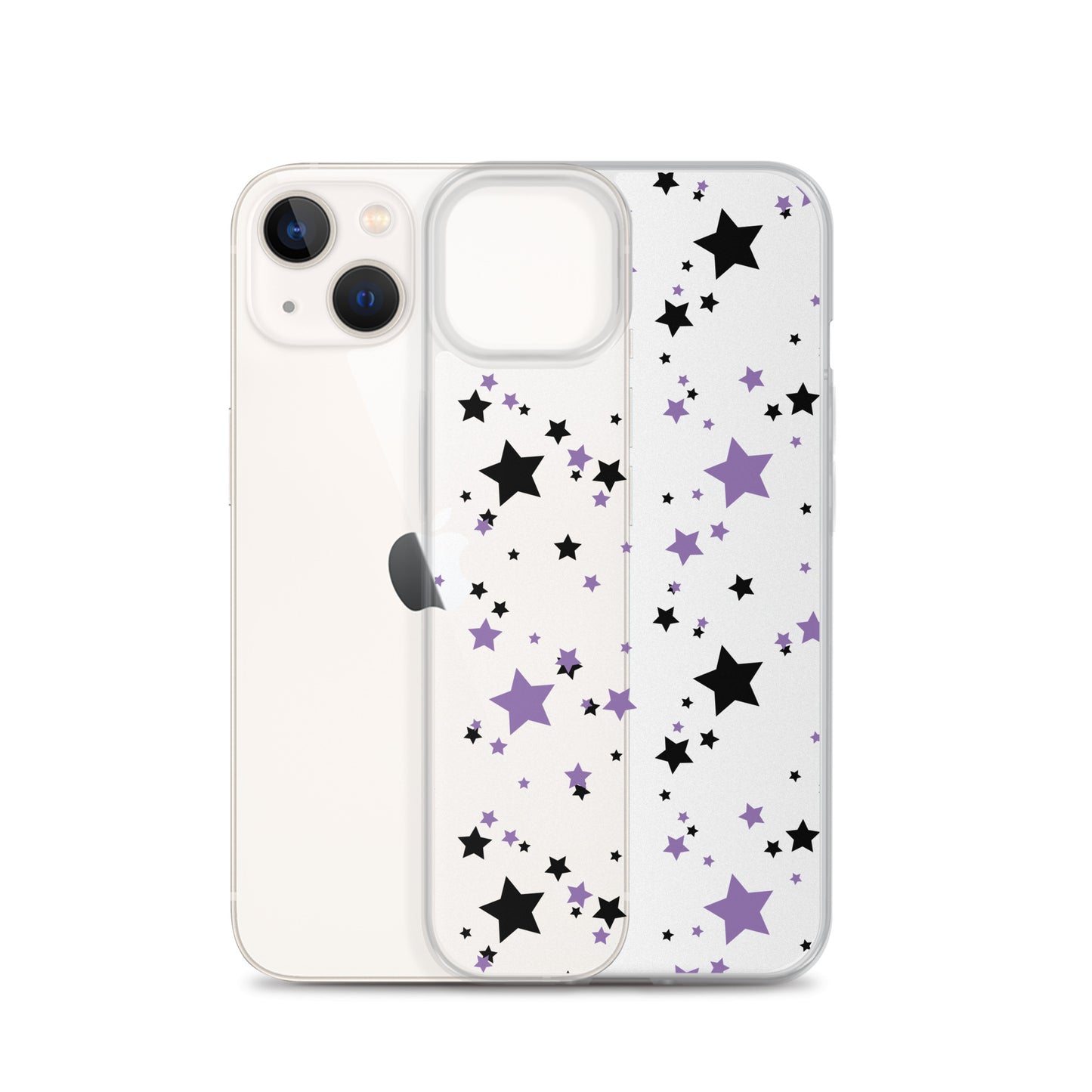 Purple and Black clear stars iPhone case