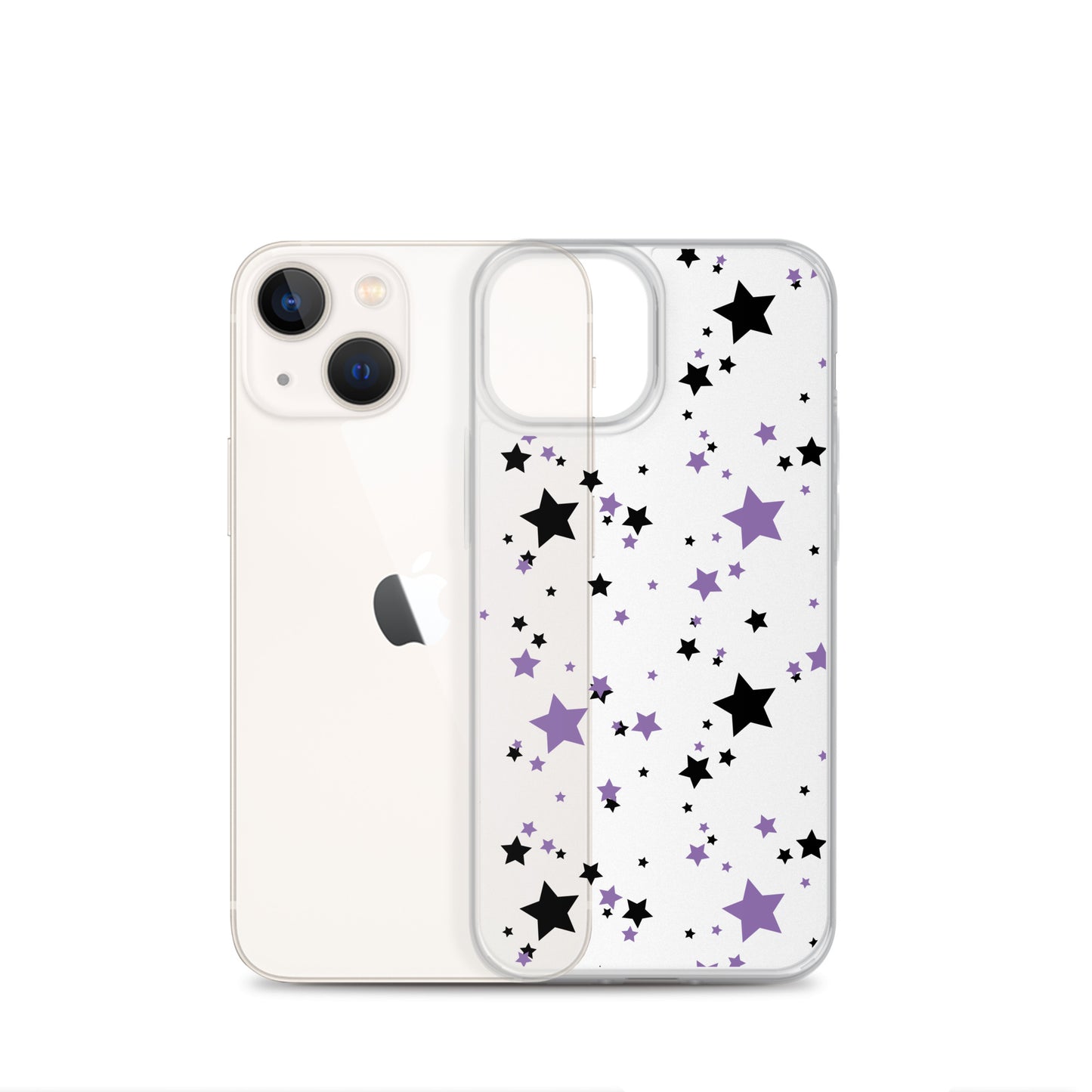 Purple and Black clear stars iPhone case