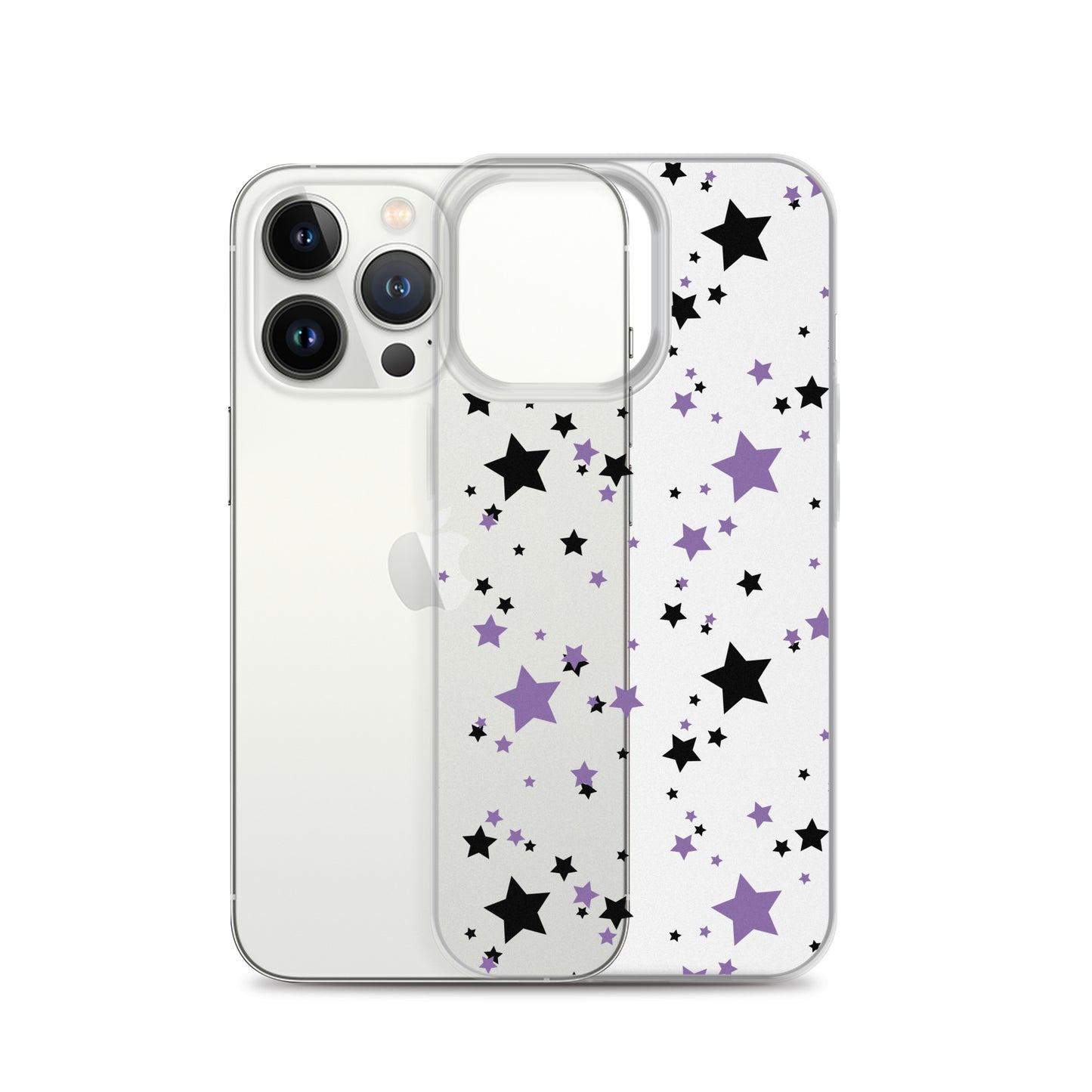 Purple and Black clear stars iPhone case