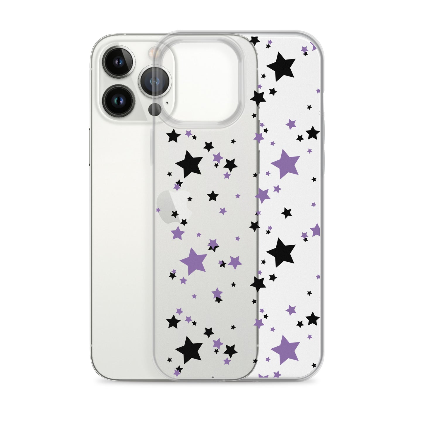 Purple and Black clear stars iPhone case