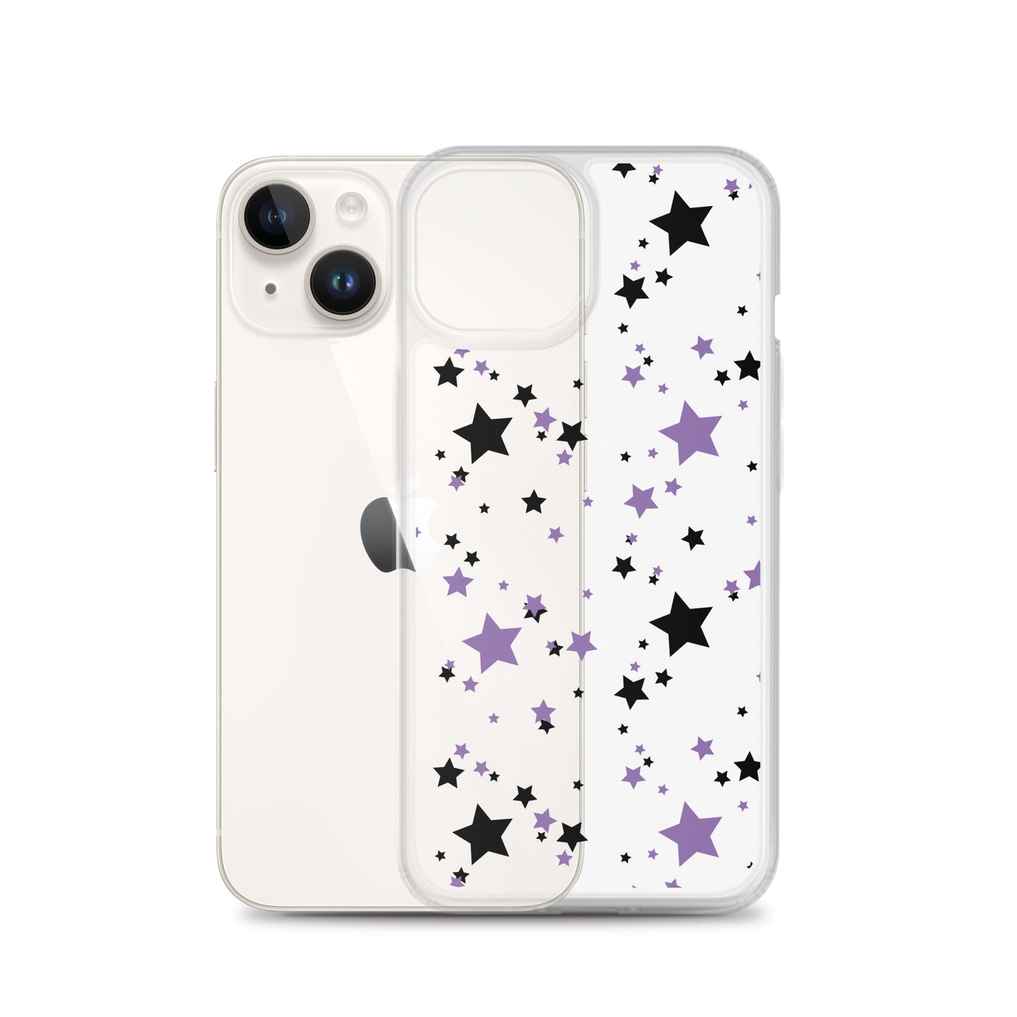 Purple and Black clear stars iPhone case