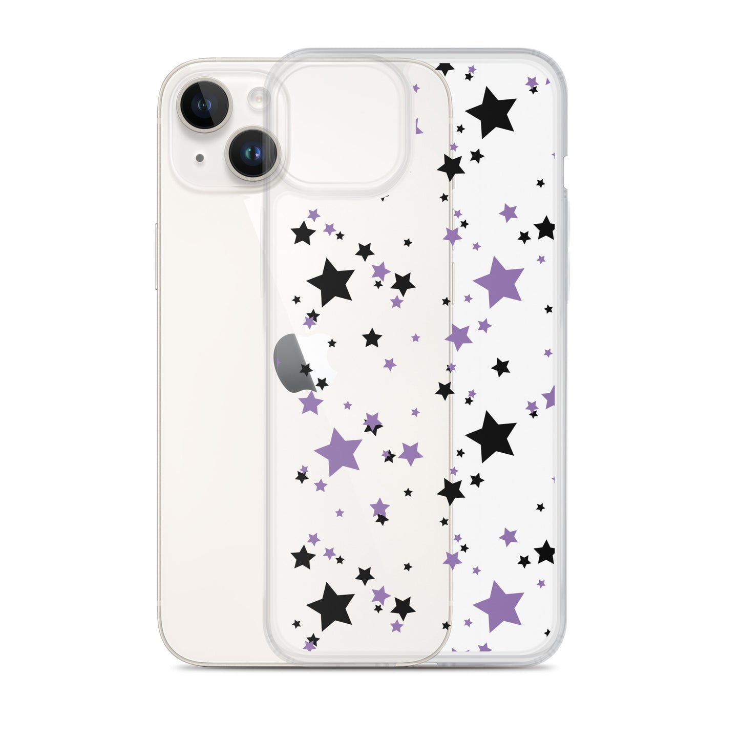 Purple and Black clear stars iPhone case