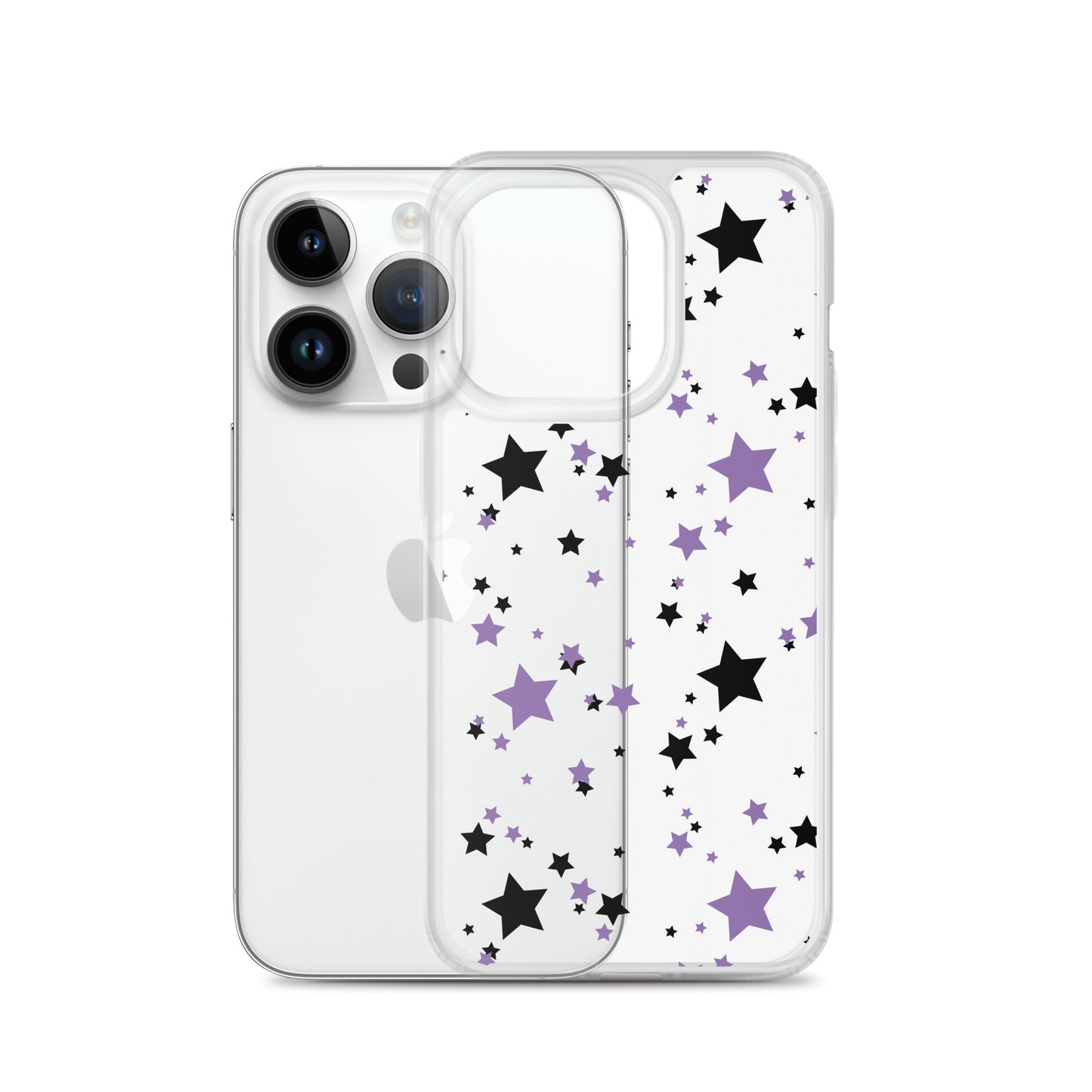 Purple and Black clear stars iPhone case