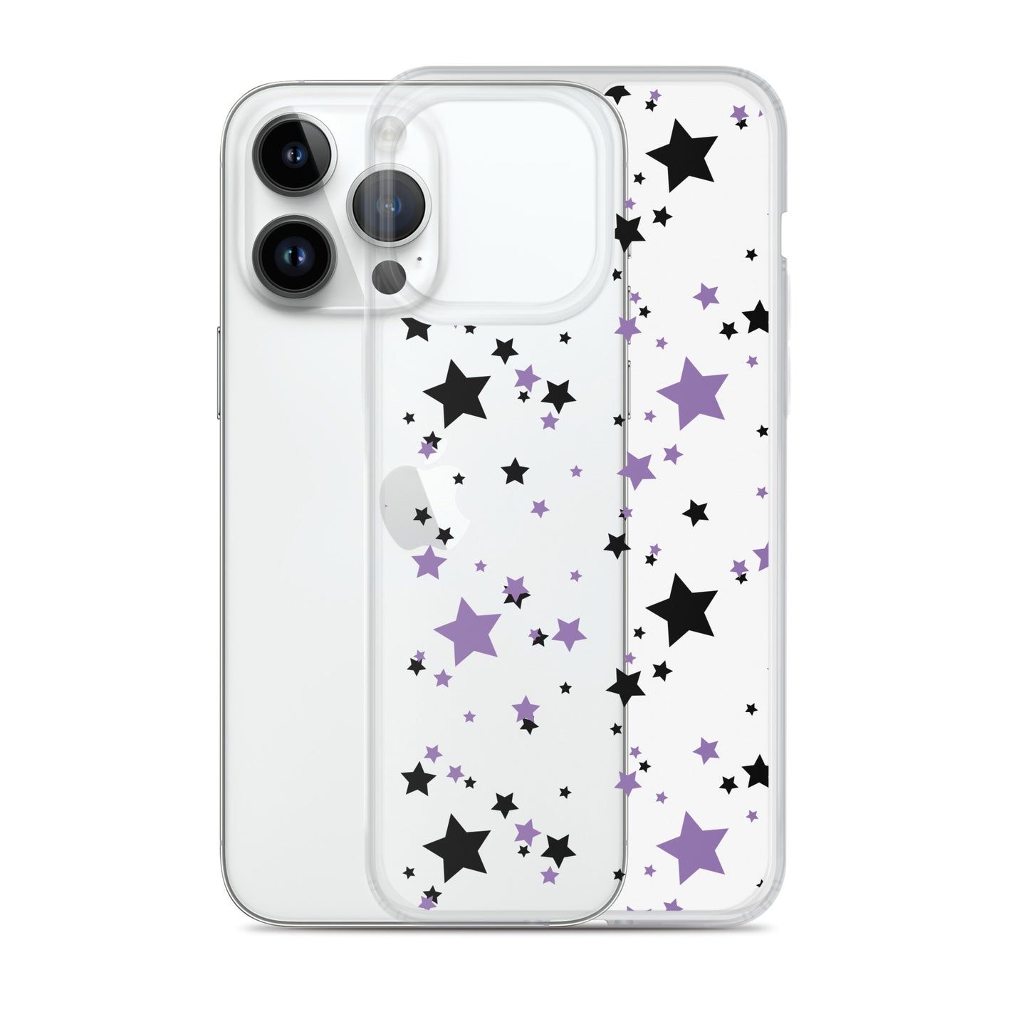 Purple and Black clear stars iPhone case