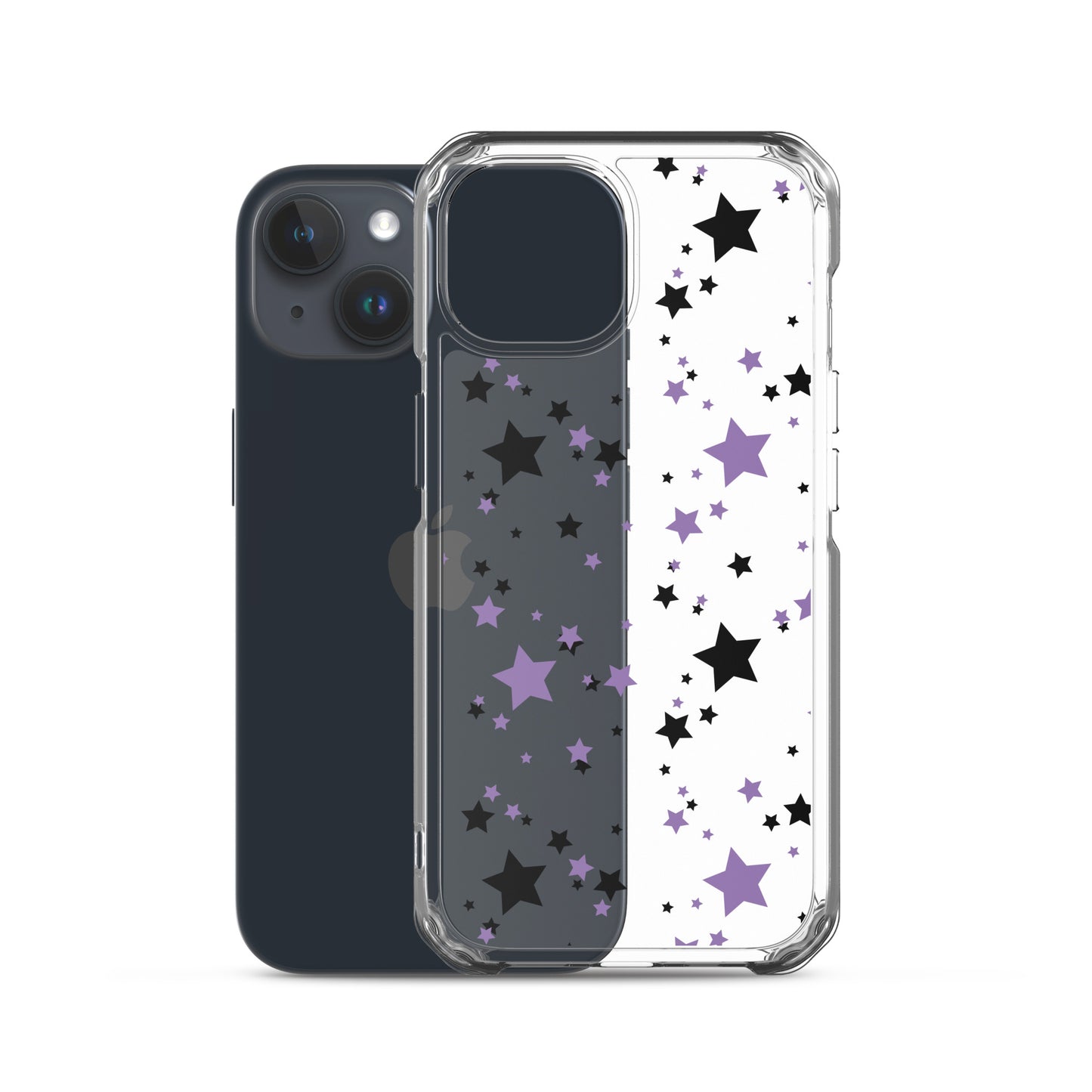 Purple and Black clear stars iPhone case