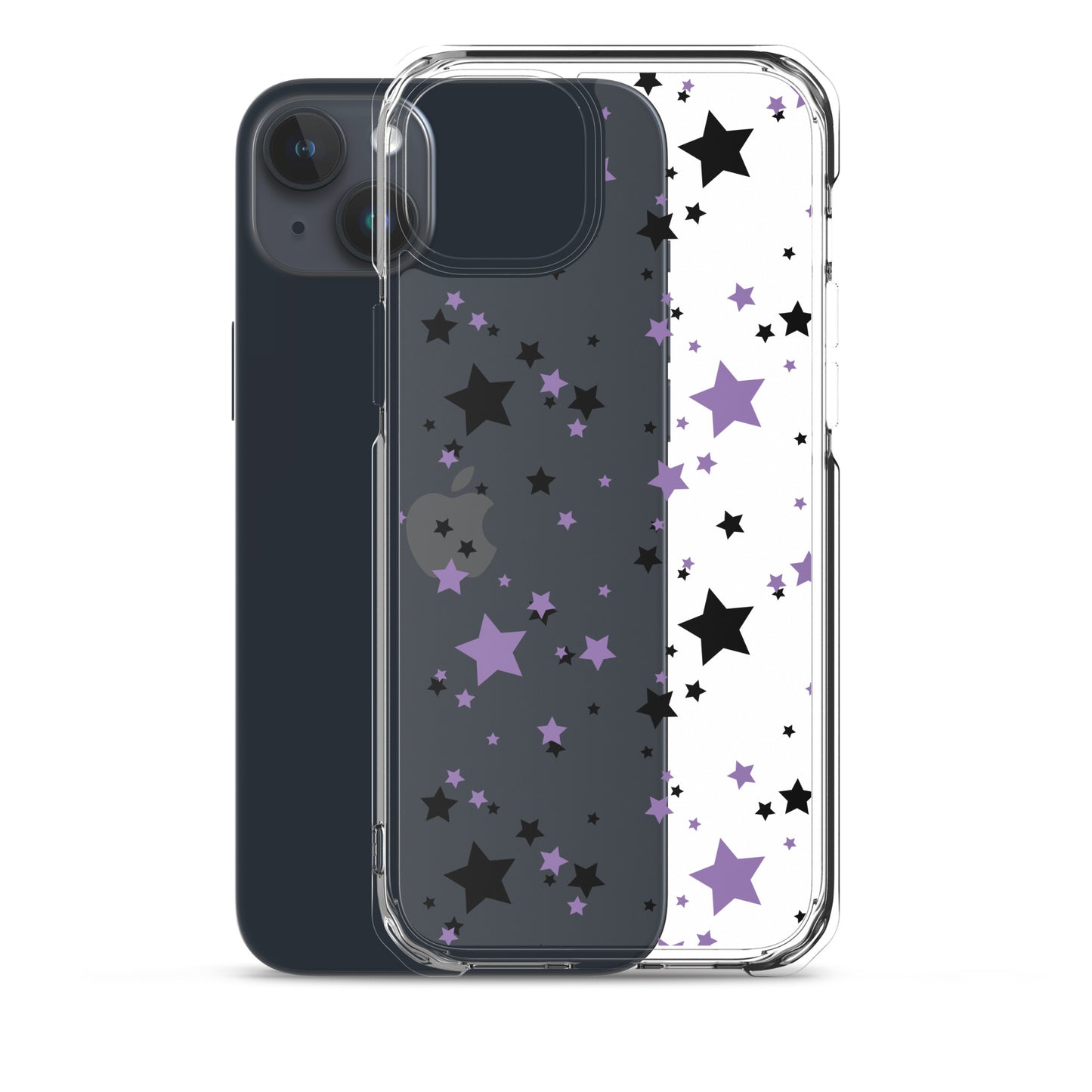 Purple and Black clear stars iPhone case