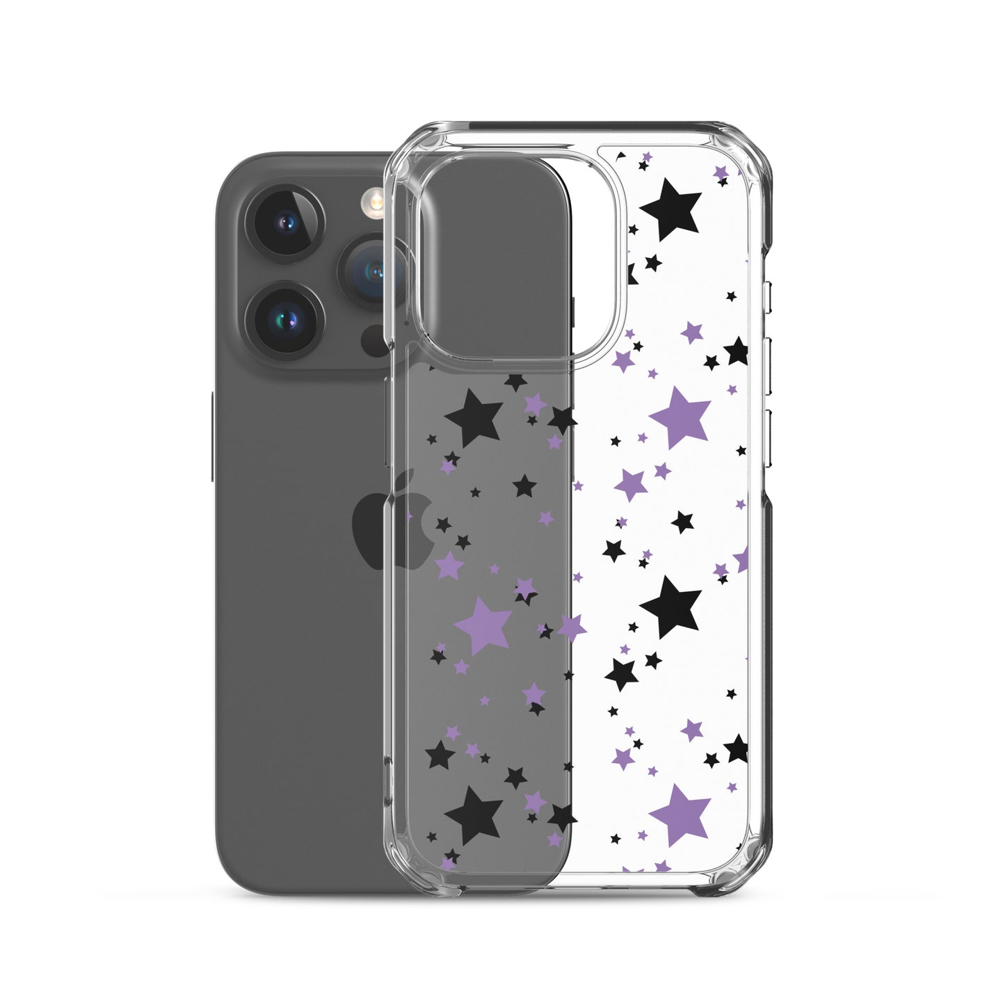 Purple and Black clear stars iPhone case