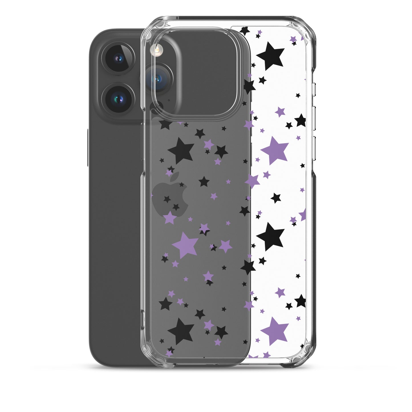 Purple and Black clear stars iPhone case