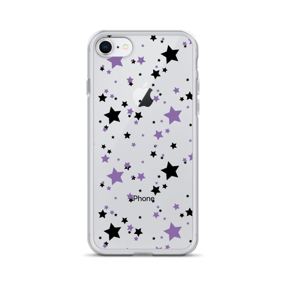 Purple and Black clear stars iPhone case