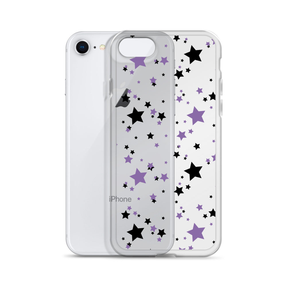 Purple and Black clear stars iPhone case