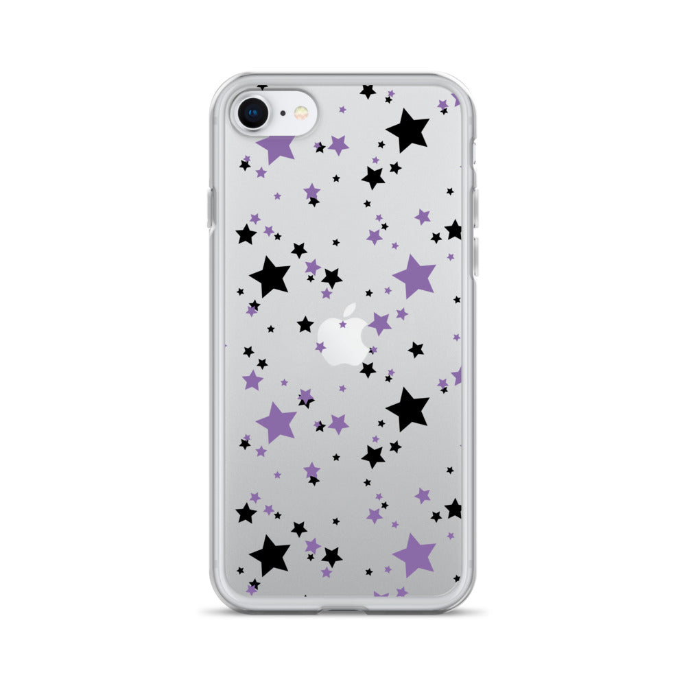 Purple and Black clear stars iPhone case