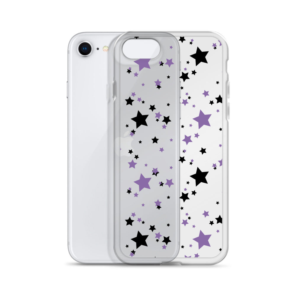 Purple and Black clear stars iPhone case