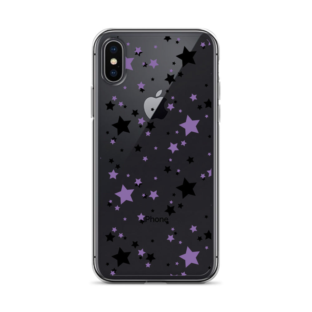 Purple and Black clear stars iPhone case