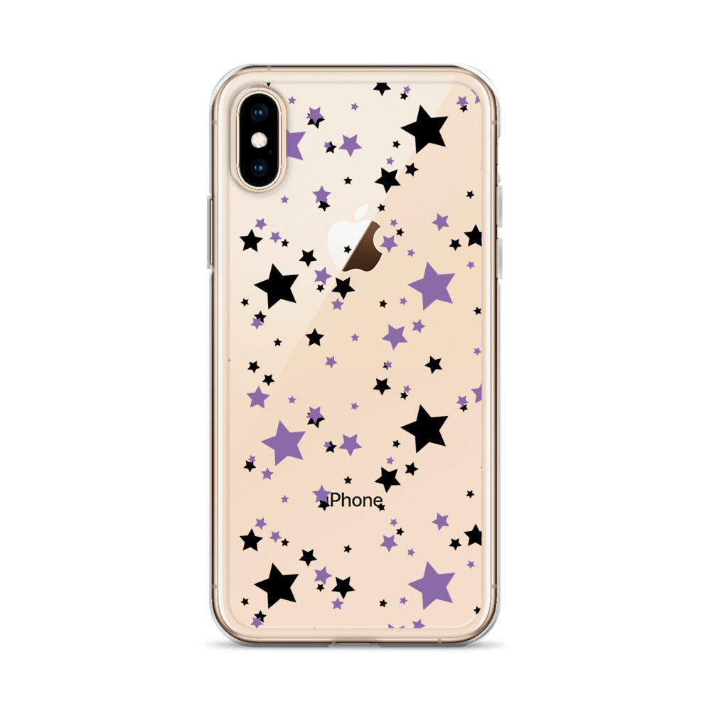 Purple and Black clear stars iPhone case