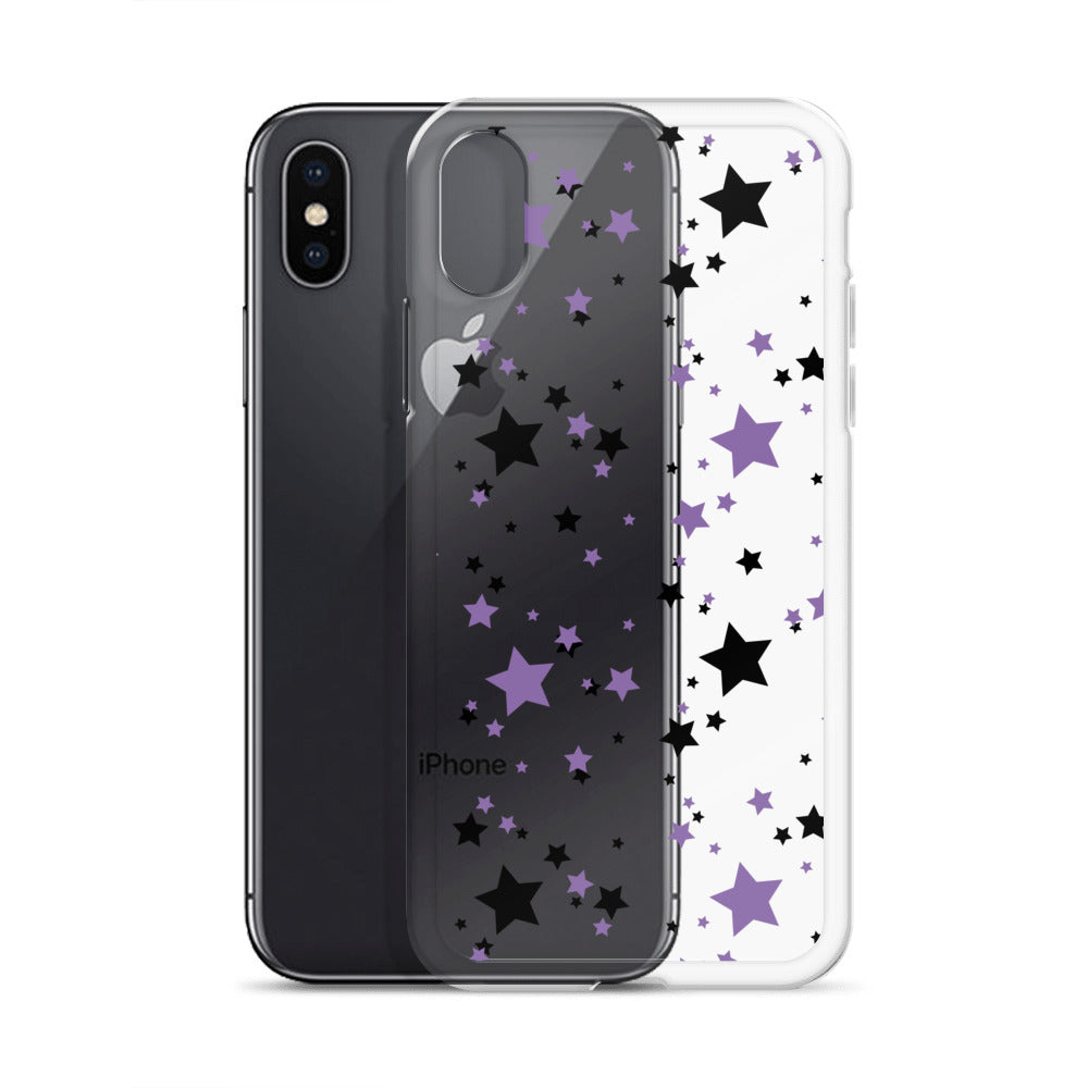 Purple and Black clear stars iPhone case