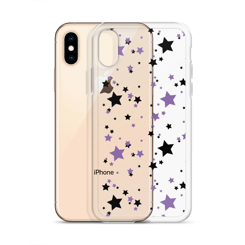 Purple and Black clear stars iPhone case