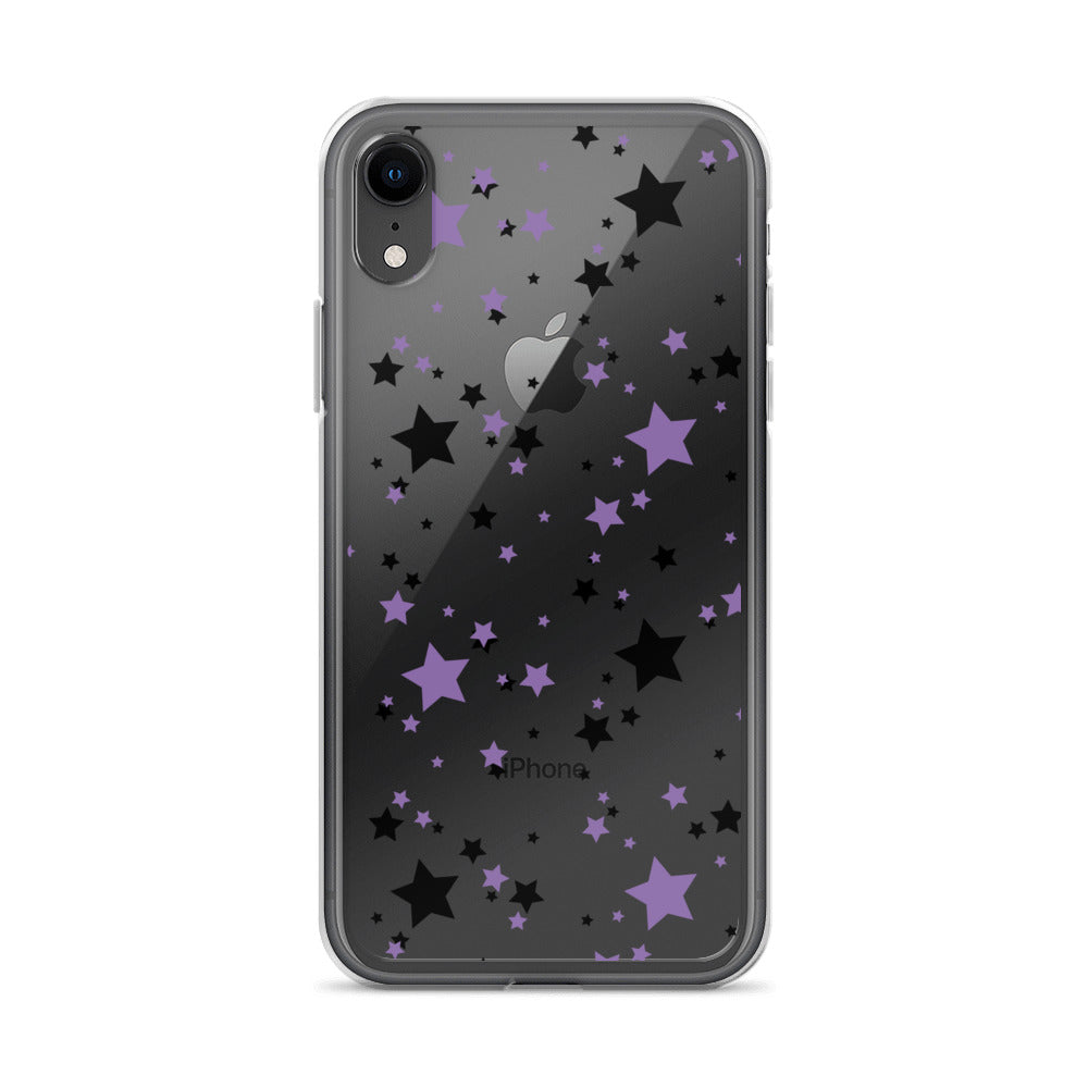 Purple and Black clear stars iPhone case